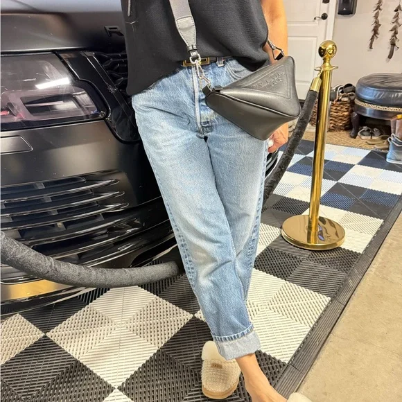 Genuine vegan leather PRADA Black triangle Sling Bag with detachable Logo mini - Picture 13 of 13